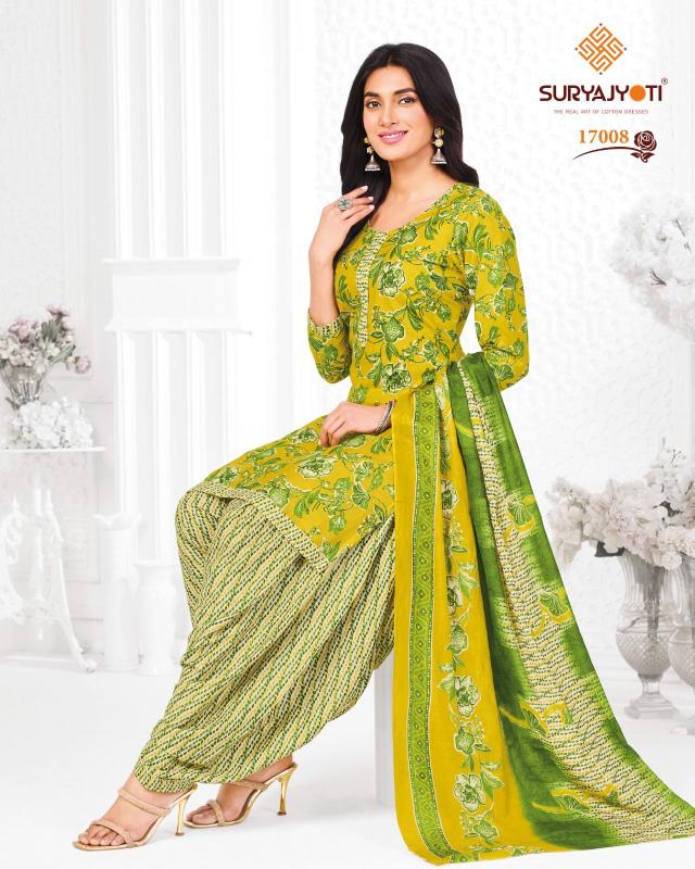 Suryajyoti trendy patiyala vol-17 dress wholesale material